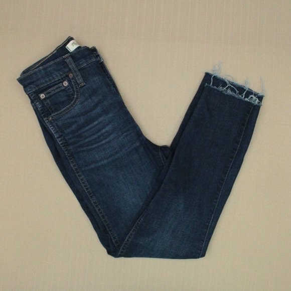 Madewell Denim - Madewell 10 Inch High Rise Skinny Jeans Women's Size 25 Raw Hem Dark Wash Denim